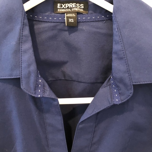 Express Blue Essential Stretch Button Shirt Sz XS - Picture 3 of 4
